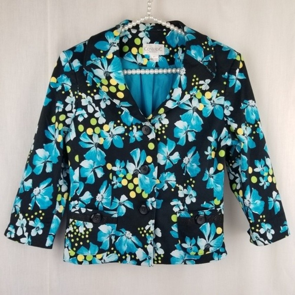 CONRAD C floral jacket lined black turquoise 8P